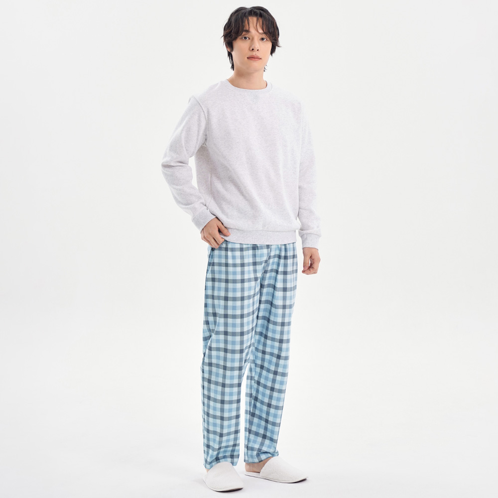 블루체크 주자 순면 남성 잠옷 파자마 바지 상품 이미지