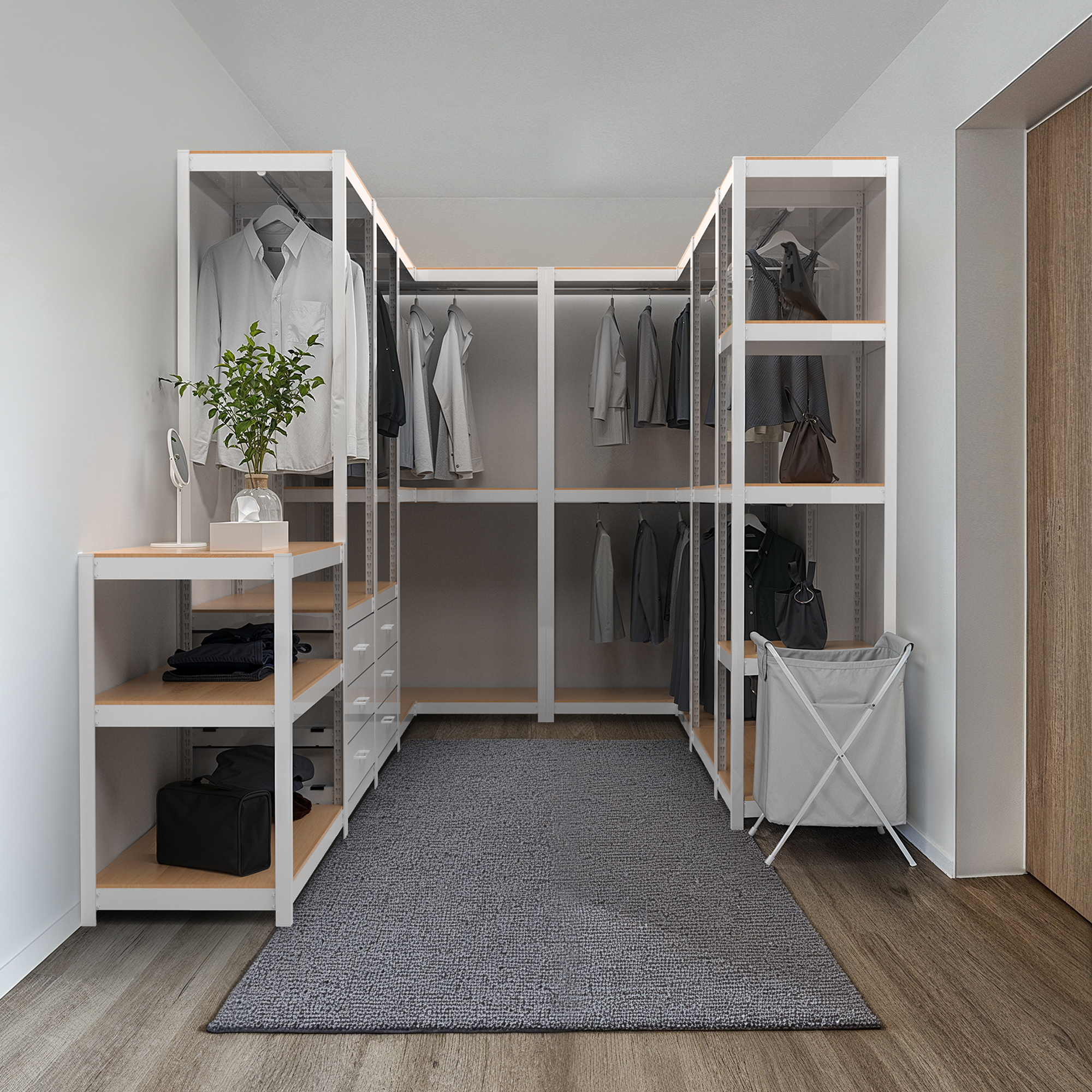 드레스룸 시스템옷장 수납장 서랍 시스템장 행거 옷방 홈던트하우스 코너 2800 C세트