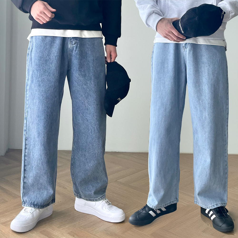 통청바지 남자밴딩청바지 블랙진 - 상품 이미지