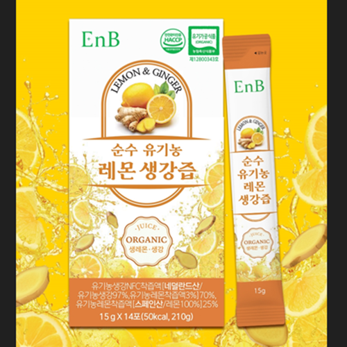 EnB 유기농 레몬 생강 즙 스틱 15g 14포 2박스 NFC 착즙액 차 환절기 목 건강 - 상세 이미지 5