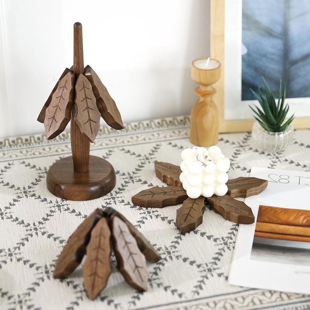 우드 원목 트리 스탠딩 접이식 냄비받침대 집들이선물 답례품 호두나무