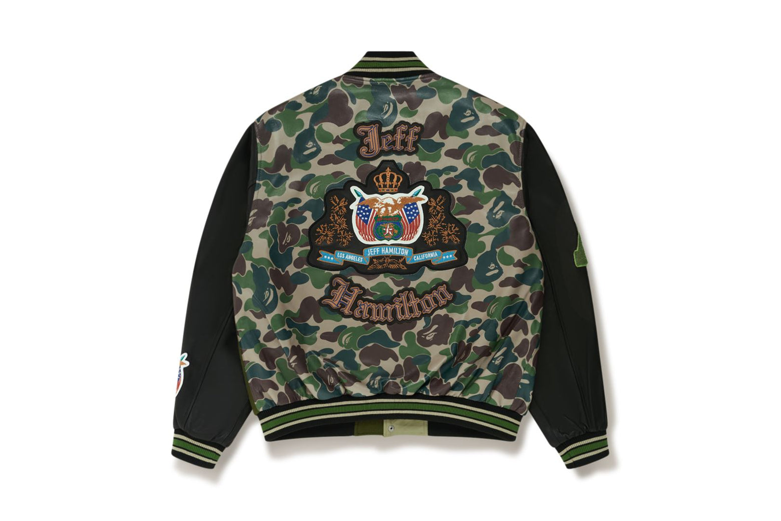 베이프 자켓 BAPE X JEFF HAMILTON ABC CAMO MULTI LOGO WOOL AND LEATHER JACKET 2월 신상 1K73-141-907 - 상세 이미지 2