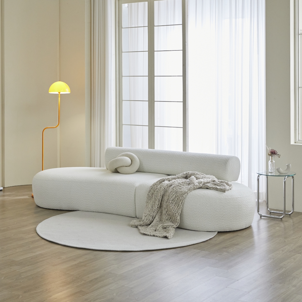 에덴느 마테오 땅콩 쇼파 3인용 다이닝 패브릭 소파 라운드 부클레 3인 조약돌 구름 쇼파