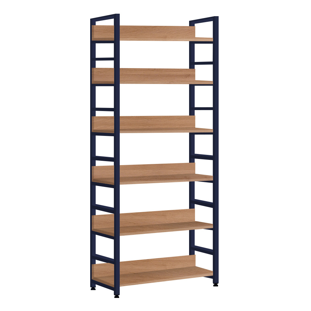 6칸60cm책장 침대옆 주문제작코너형 시스템레어 L자형 6단600 N 철제책장 오크 - 상품 이미지