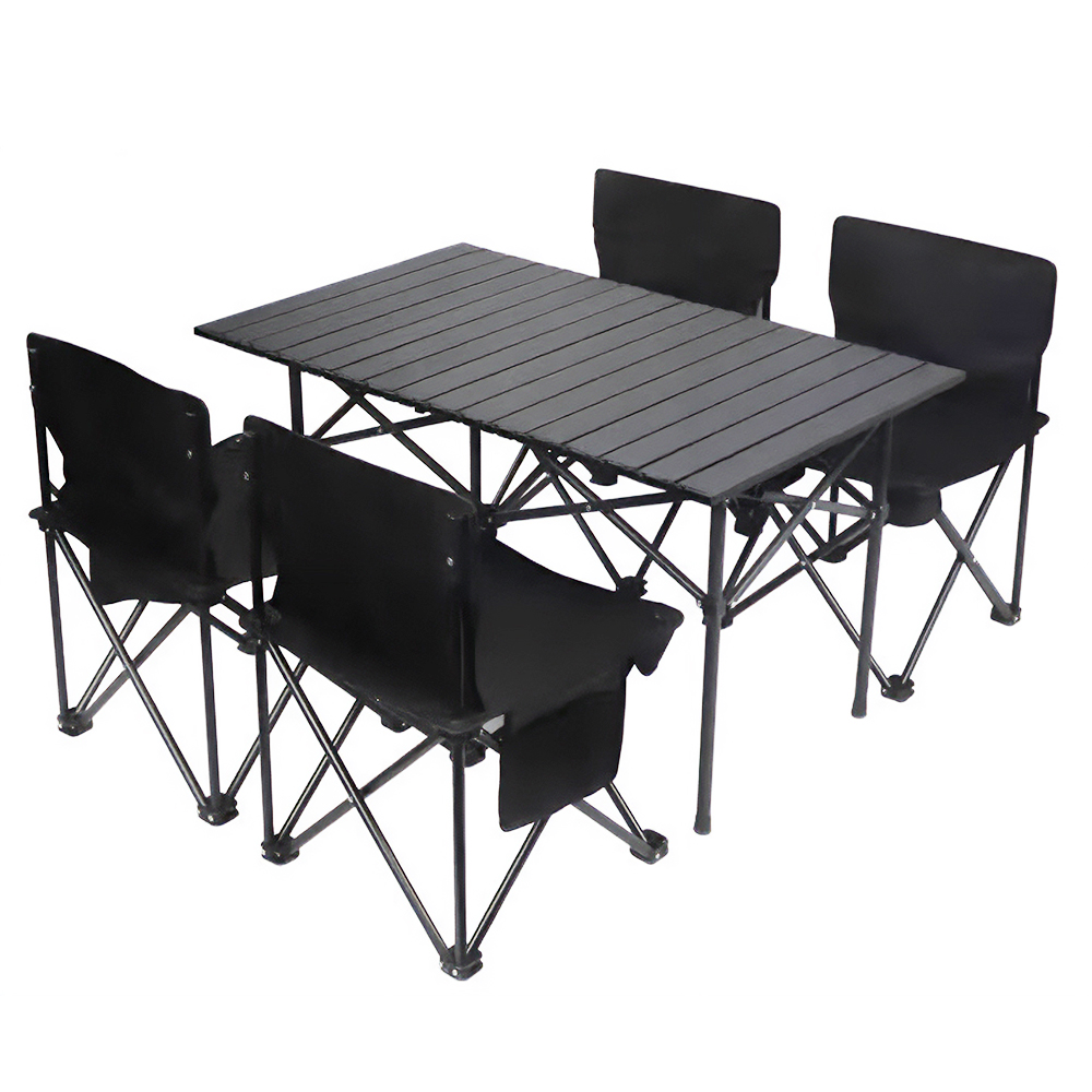 공간녹백 캠핑 테이블 세트 야외 4인용 접이식 의자 95cm