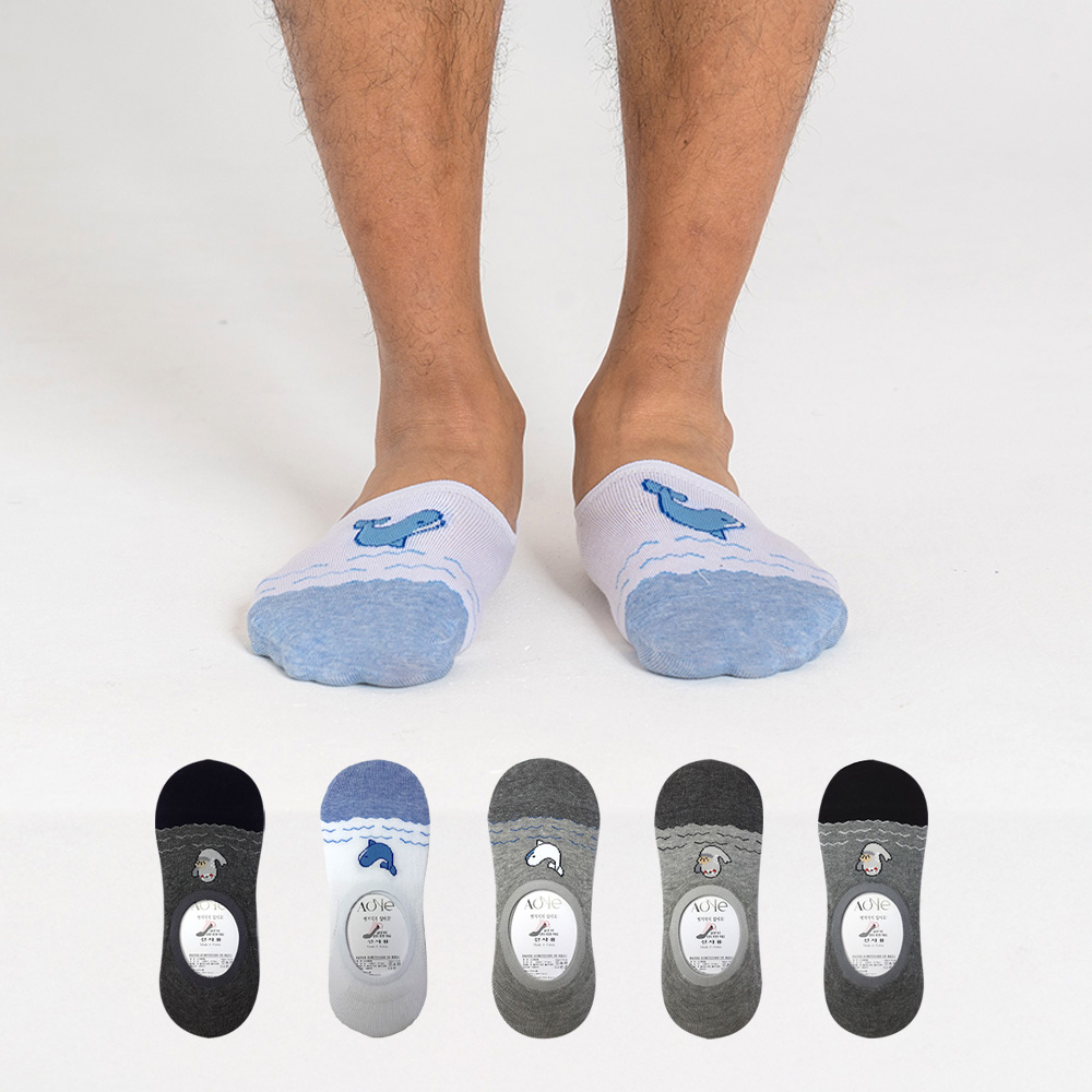 에이원 남성용 실속형 캐주얼 실리콘 페이크 덧신 5켤레