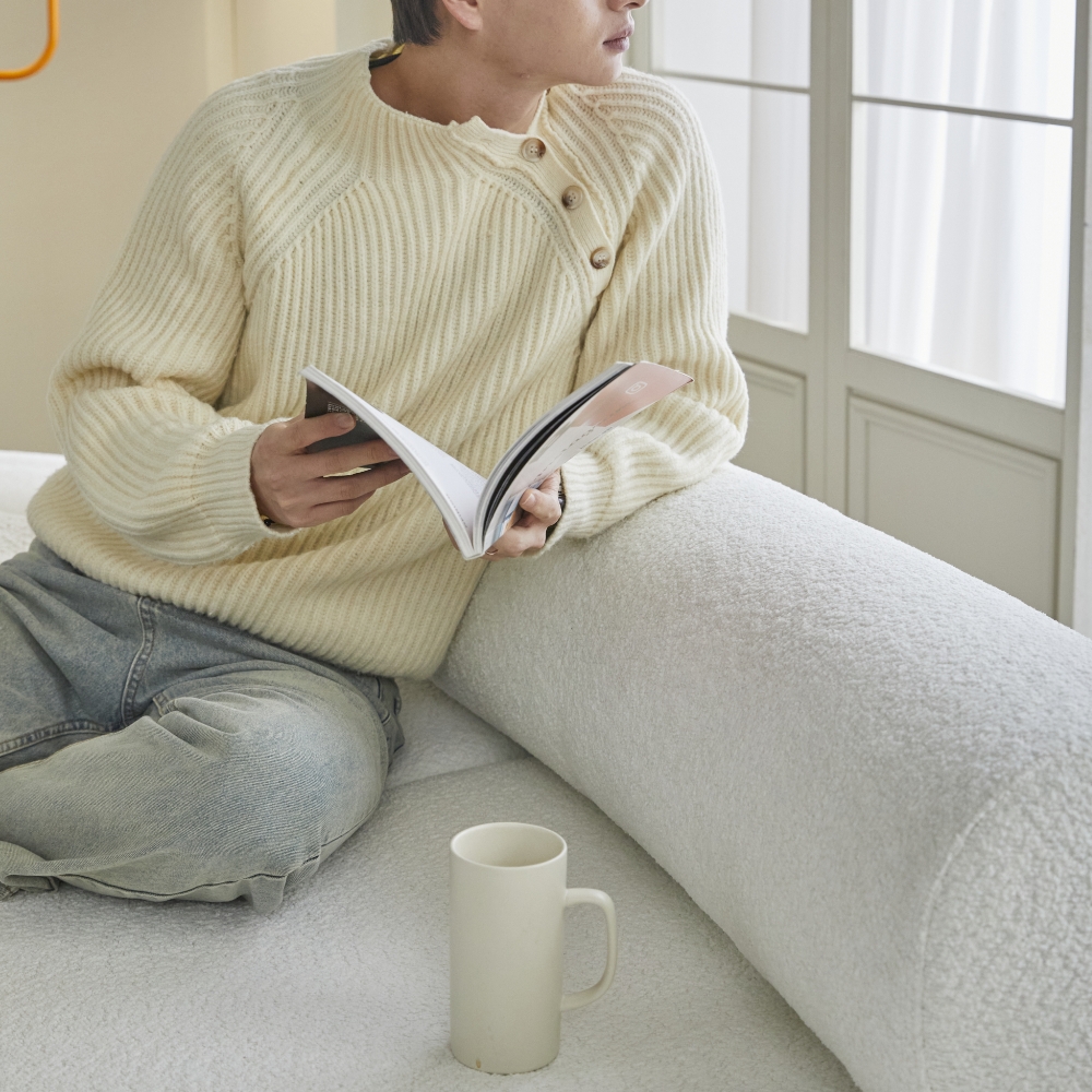 에덴느 마테오 땅콩 쇼파 3인용 다이닝 패브릭 소파 라운드 부클레 3인 조약돌 구름 쇼파