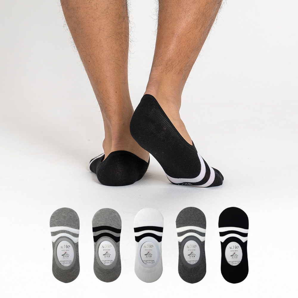 에이원 남성용 실속형 캐주얼 실리콘 페이크 덧신 5켤레