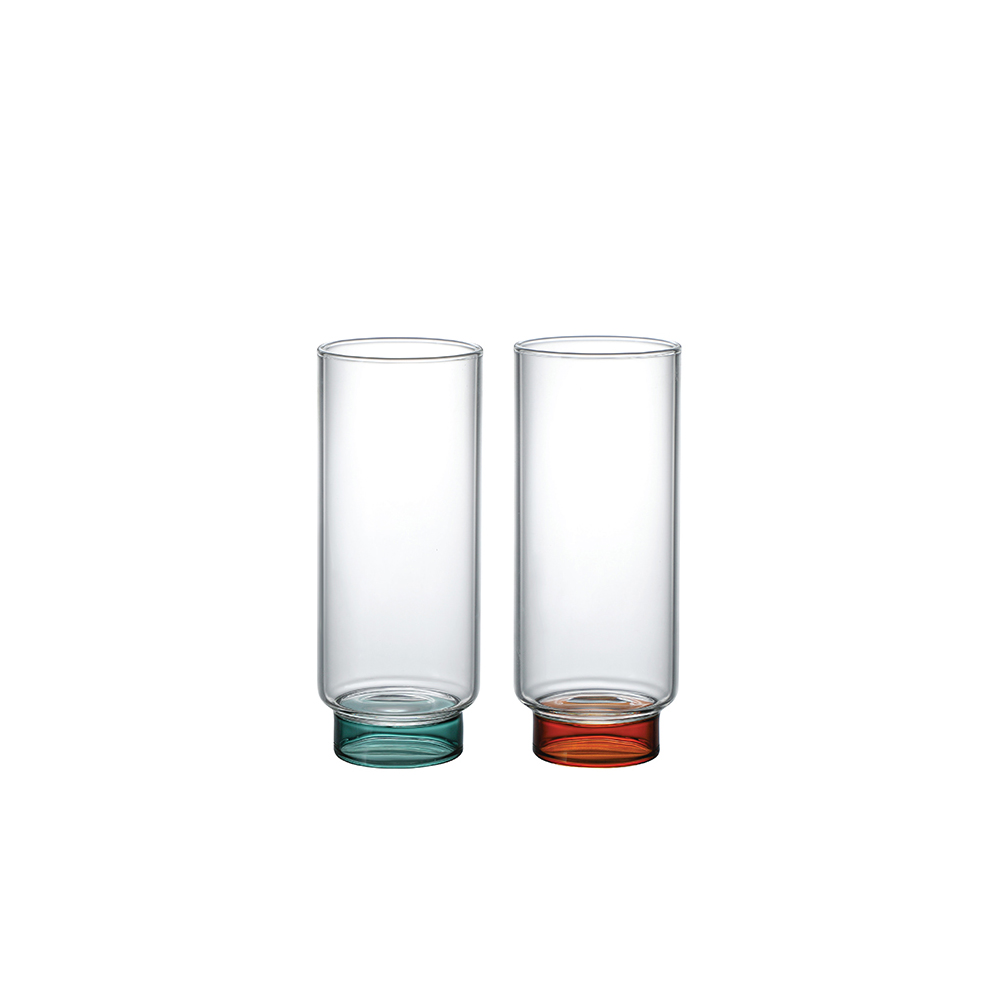 [마린] 베이직 내열유리 고블렛잔 500ml, 2개, 텐저린+에메랄드그린 - 상품 이미지