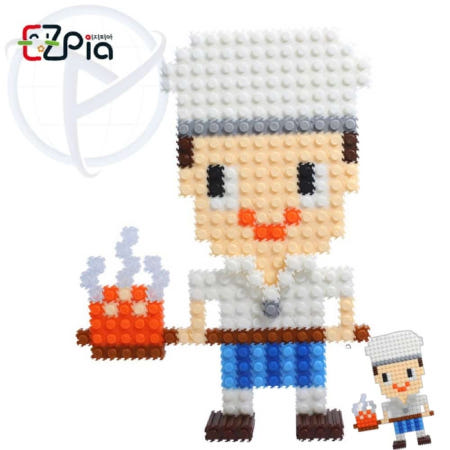 [PENETRADE 협력사]툭툭블럭 직업 시리즈4 요리사 초등만들기 입체퍼즐 조립블럭 역할놀이인형만들기 블록장난감