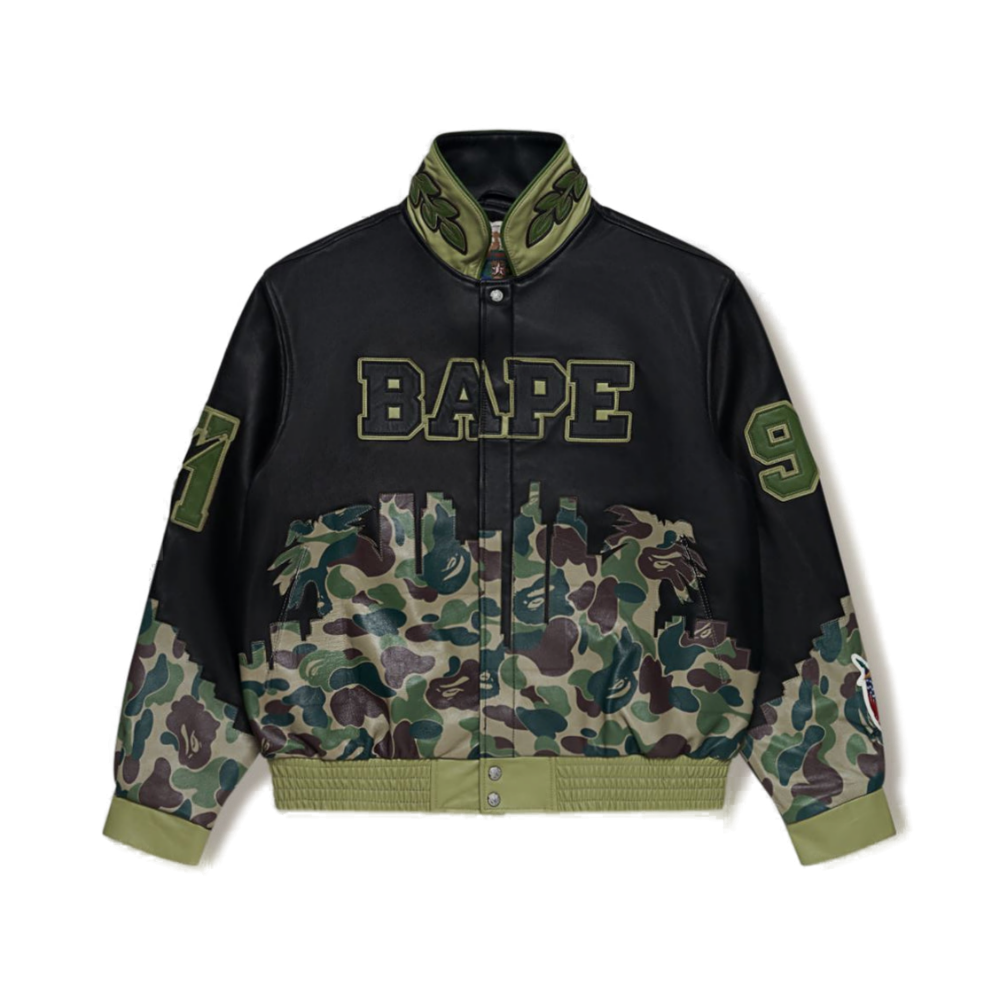 베이프 자켓 BAPE X JEFF HAMILTON ABC CAMO MULTI LOGO LEATHER 1K73-141-906 - 메인 이미지