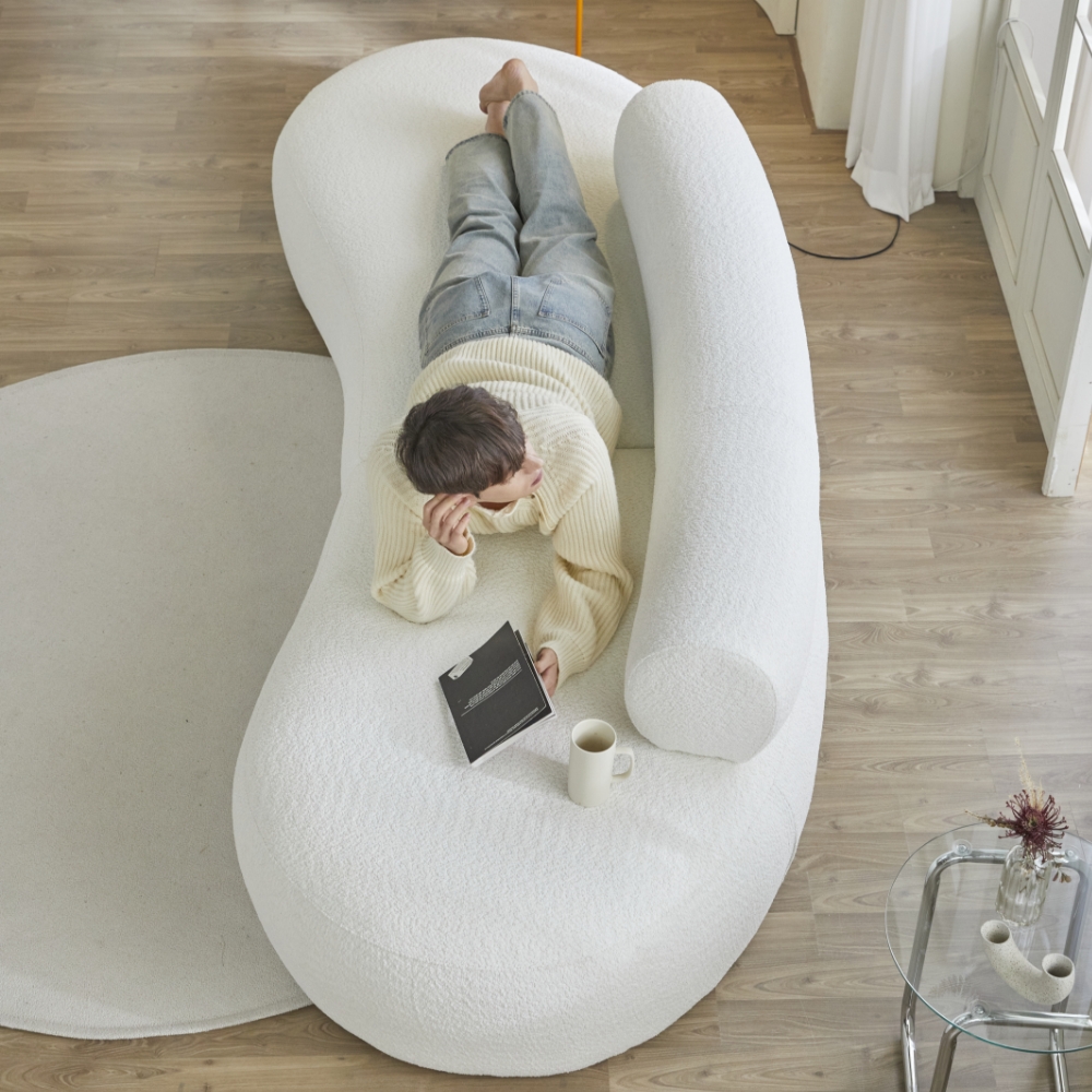 에덴느 마테오 땅콩 쇼파 3인용 다이닝 패브릭 소파 라운드 부클레 3인 조약돌 구름 쇼파