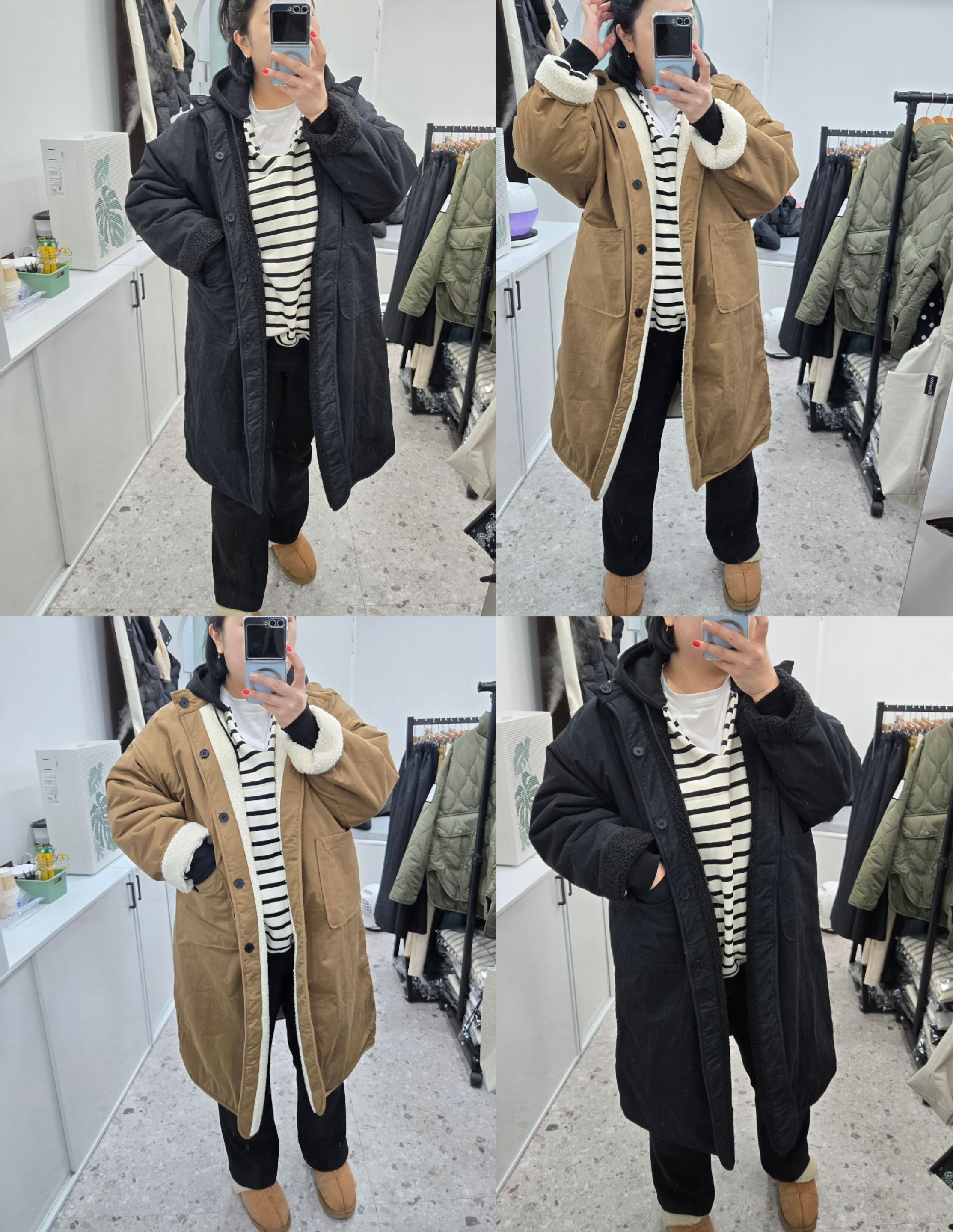 (77~88)양면 뽀글이 롱 코트 : 빅쁨