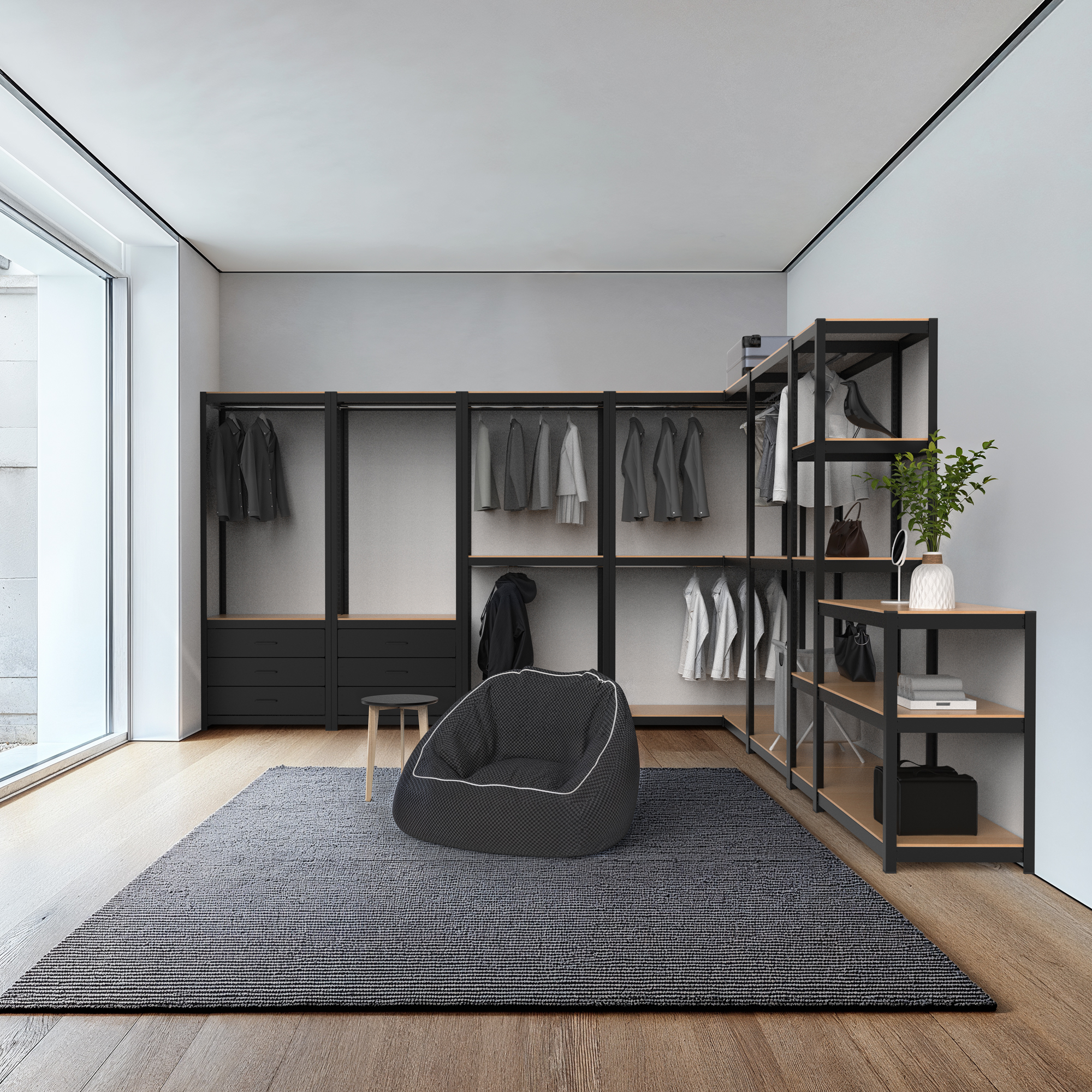 드레스룸 시스템옷장 수납장 서랍 시스템장 행거 옷방 홈던트하우스 코너 2800 C세트