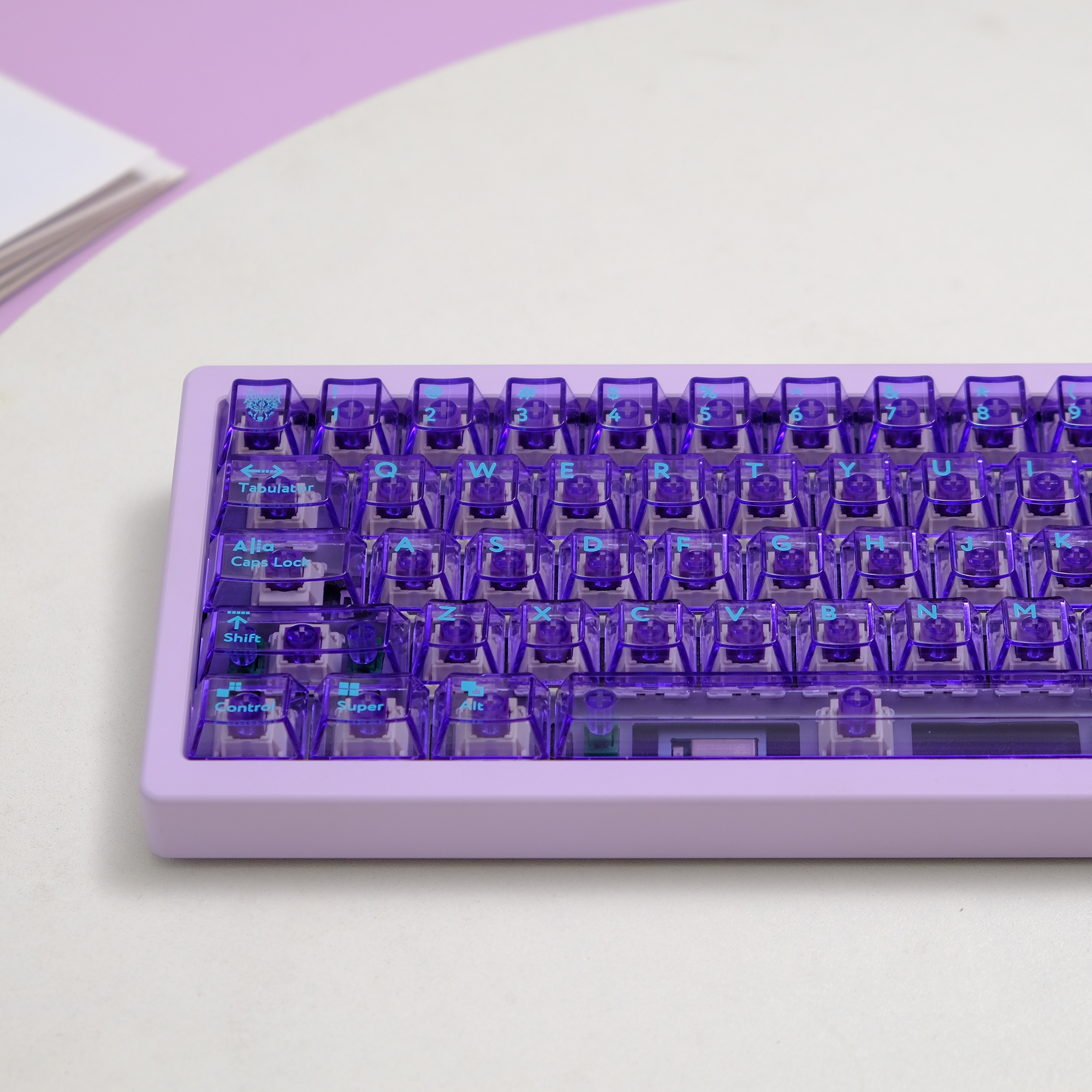 아이페이 네온 클리어 투명 키캡 퍼플 PC 키캡 LED 독거미 기계식 키보드 용 - 메인 이미지