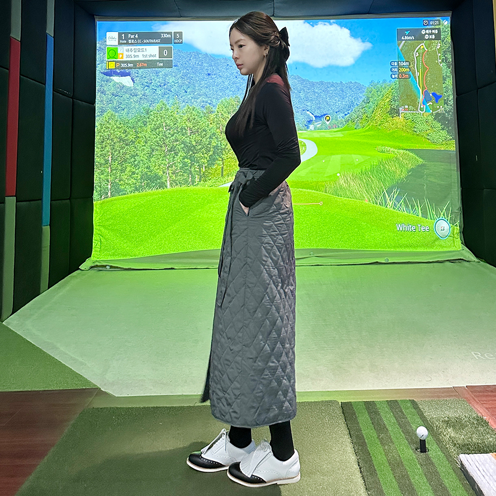 골프패딩스커트 겨울골프치마 랩스커트 방풍 방한 레이어드 누빔 이미지 7