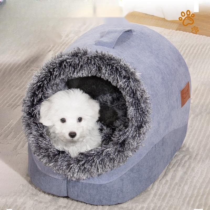 강아지 겨울집 하우스 숨숨집 개집 소형견 그레이 M(38x38x28) 3kg 이내 - 상품 이미지