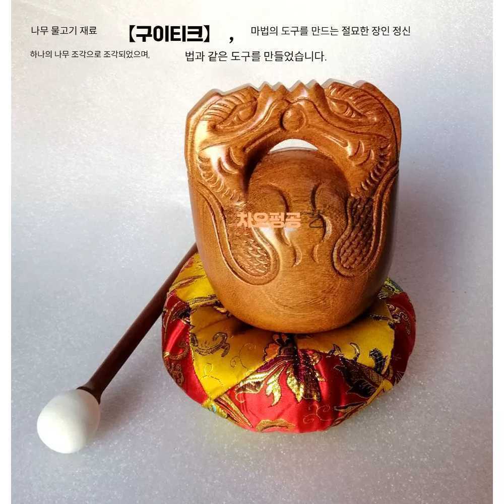 고스트캠프 목탁 타악기 불교용품 세트 명상 불교 3인치 나무 어묵 - 상품 이미지