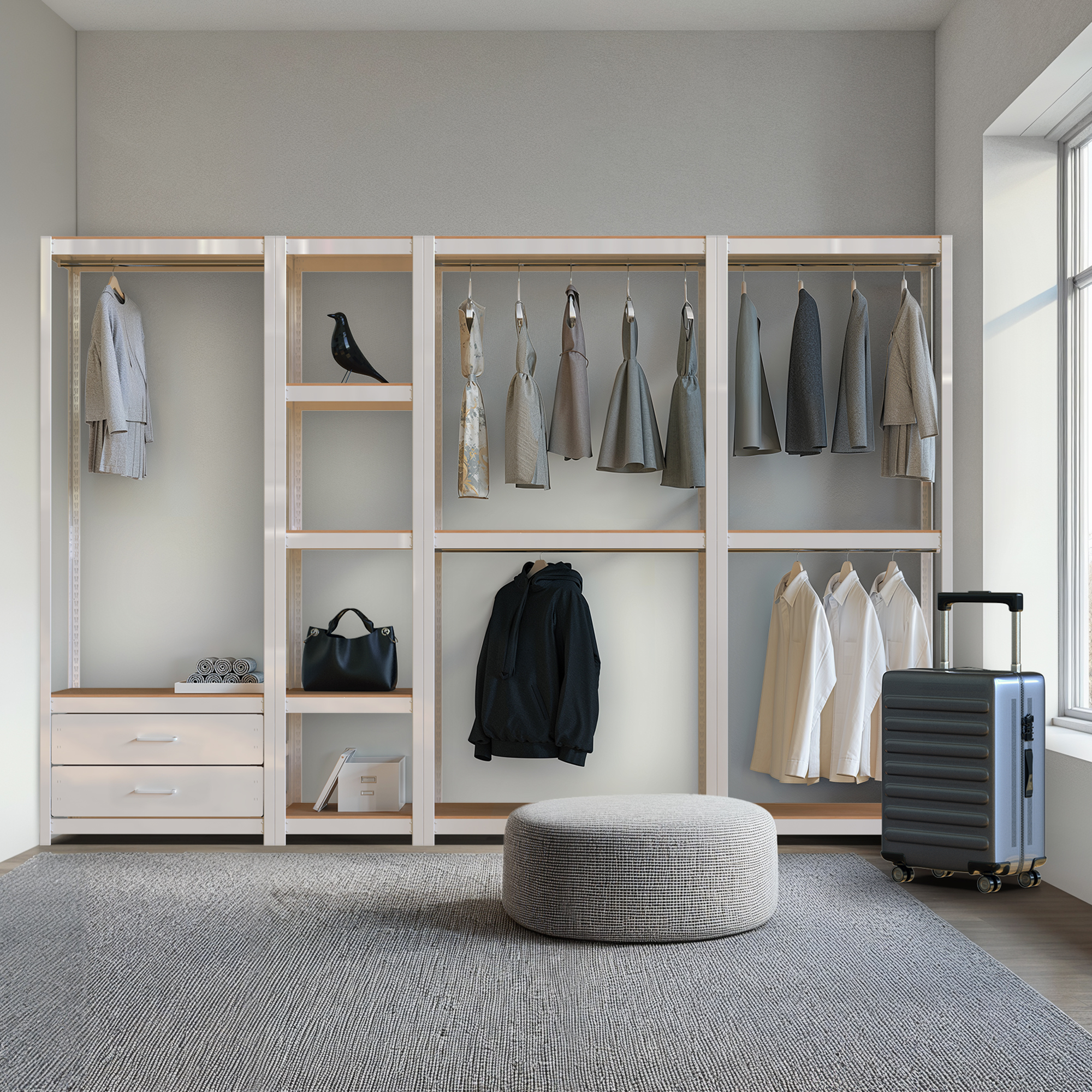 드레스룸 시스템옷장 수납장 서랍 시스템장 행거 옷방 홈던트하우스 코너 2800 C세트