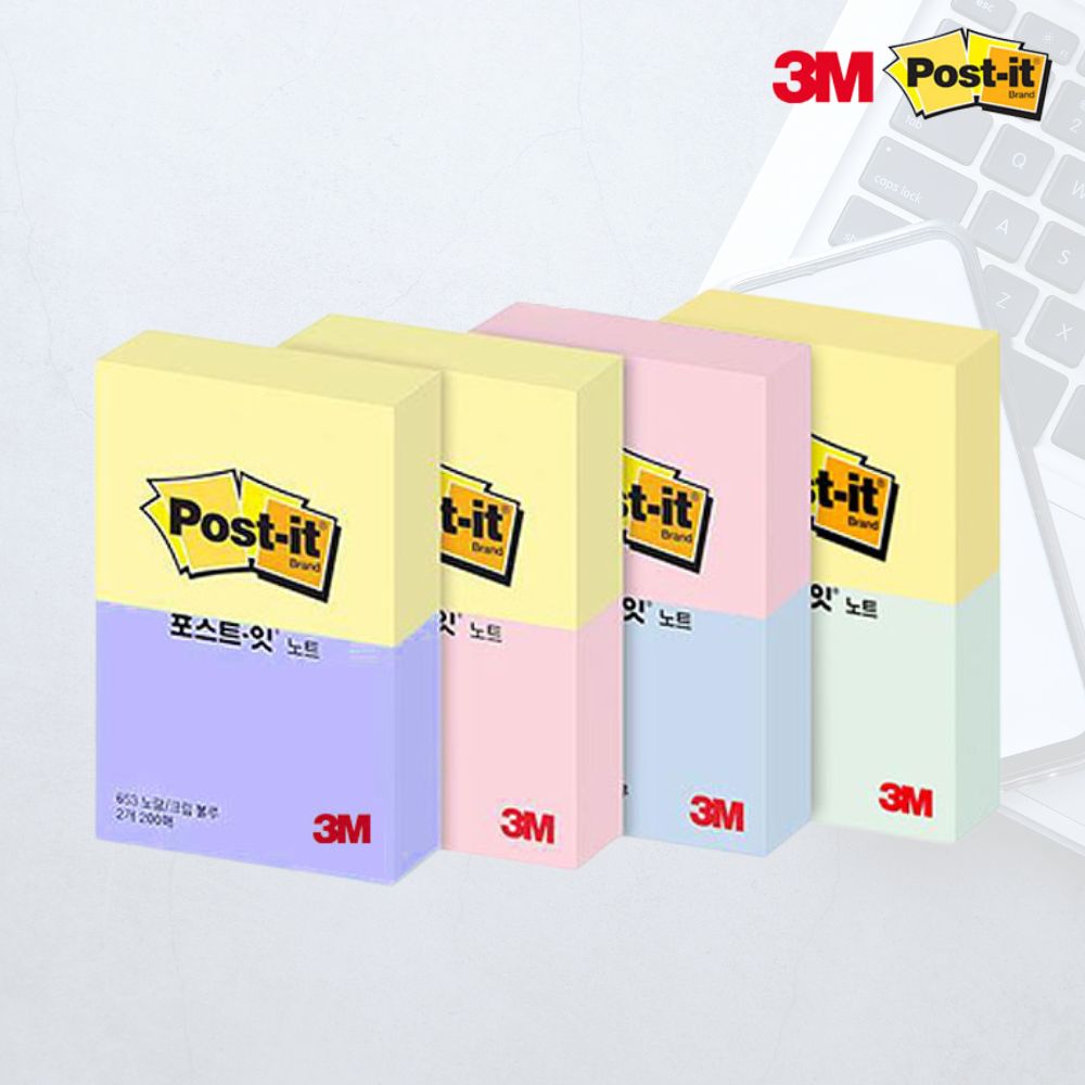 3M 포스트잇 노트 노랑블루 파스텔 653 2개입 인덱스 포스팃 포스티지 - 메인 이미지
