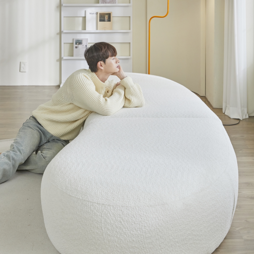 에덴느 마테오 땅콩 쇼파 3인용 다이닝 패브릭 소파 라운드 부클레 3인 조약돌 구름 쇼파