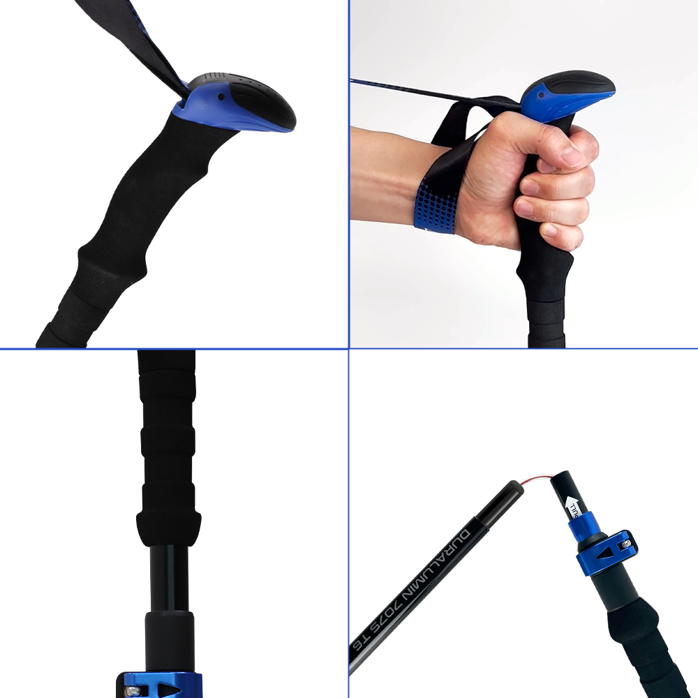 등산스틱 2개 1세트 두랄루민 7075 튼튼한 접이식 5단 노르딕워킹