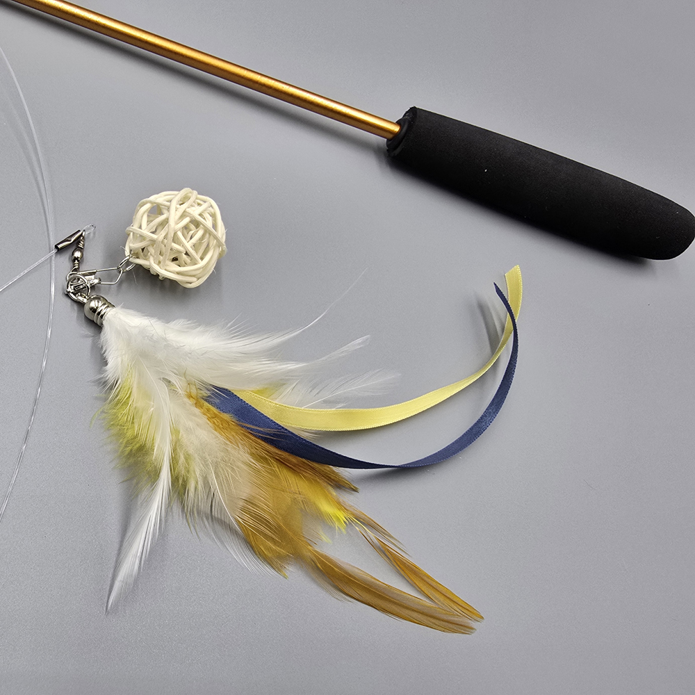 ABIBI'S GOMULSANG 수제 고양이 리필 장난감 천연 깃털 끈 등나무 공 깃털 이미지 3