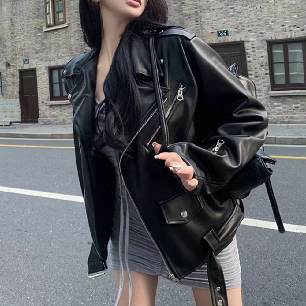 박정화 자켓 블랙 인스타그램 라이더 루즈핏 의상 옷 패션 - 메인 이미지