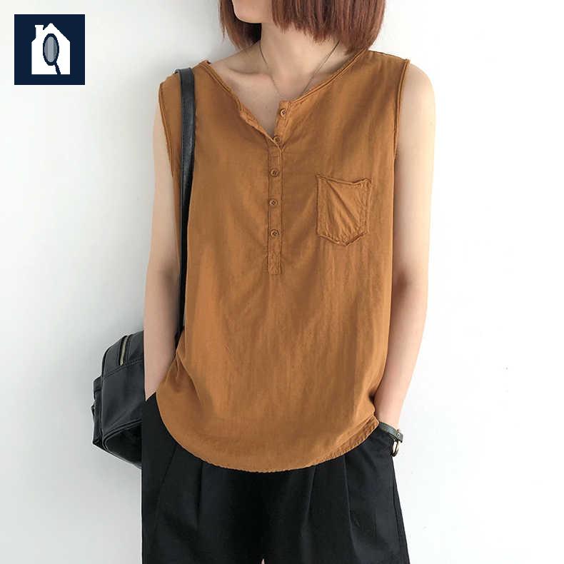 린넨 라운드넥 민소매 여성 데일리 패션룩 - 상세 이미지 2