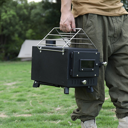 캠핑화목난로 불멍 팰릿난로 우드앤번 무동력팬 2면투명창