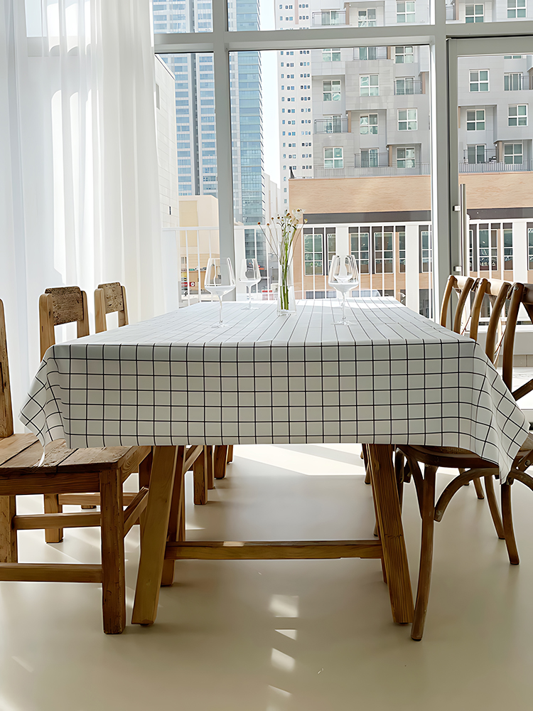 쇼니홈리빙 체크식탁보 행사용테이블보, 6인용(140x220cm)