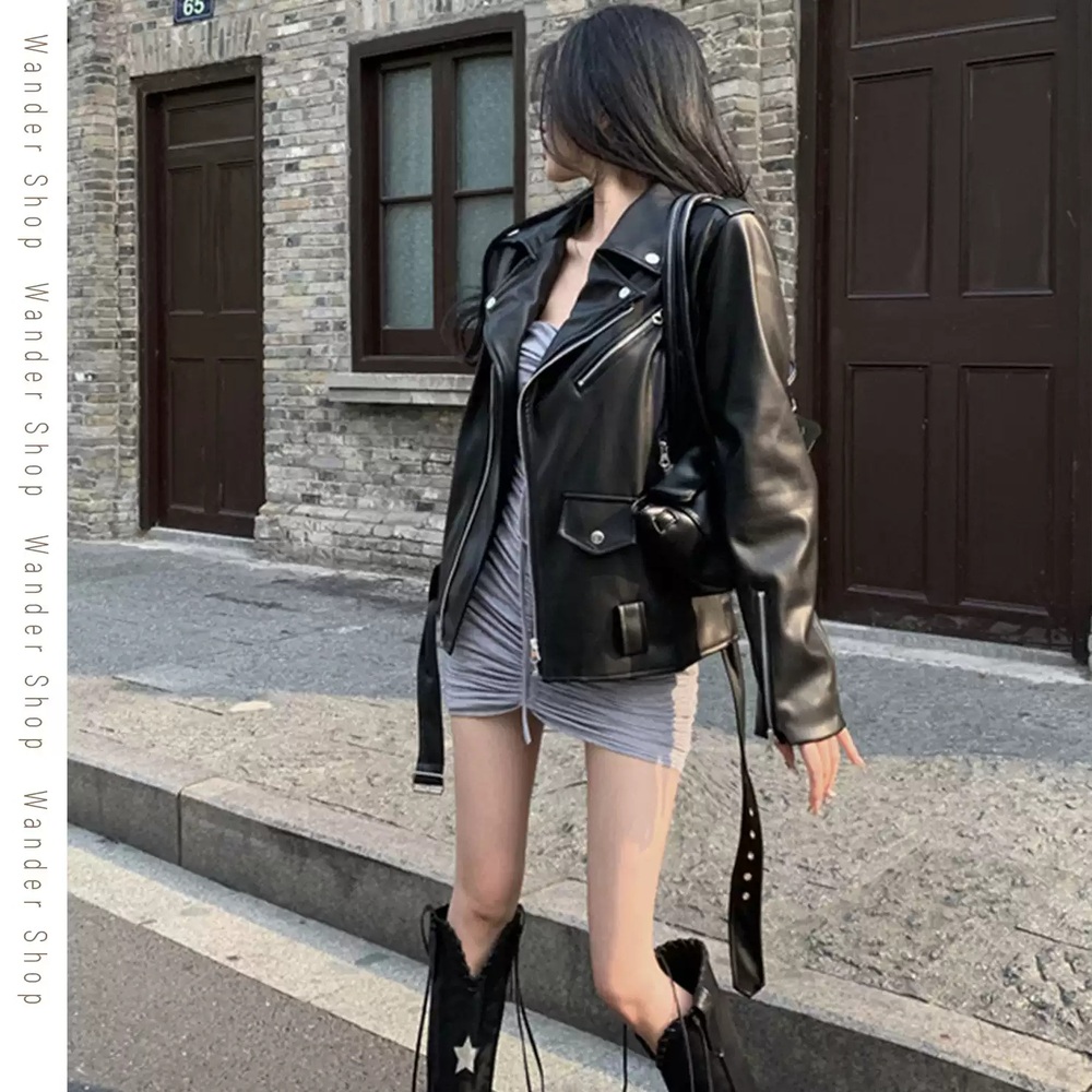 박정화 자켓 블랙 인스타그램 라이더 루즈핏 의상 옷 패션 - 상세 이미지 4
