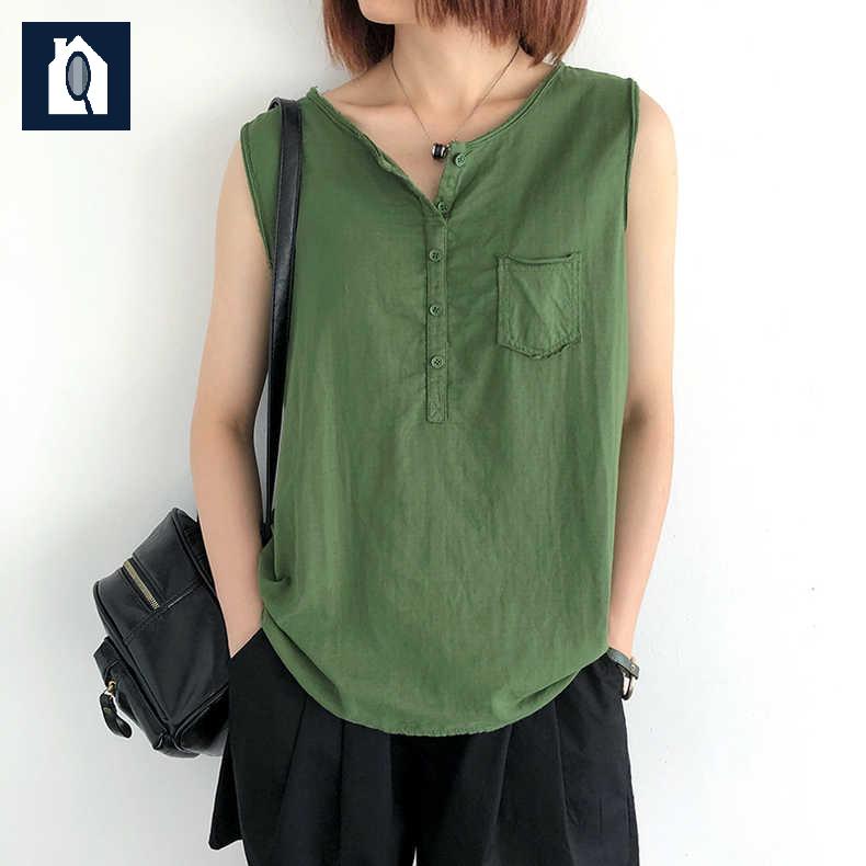 린넨 라운드넥 민소매 여성 데일리 패션룩 - 상품 이미지