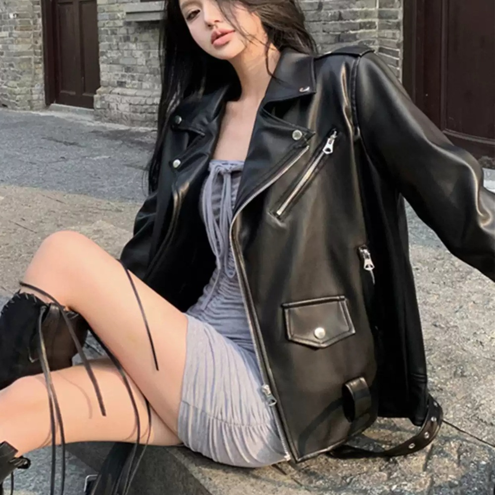 박정화 자켓 블랙 인스타그램 라이더 루즈핏 의상 옷 패션 - 상세 이미지 2
