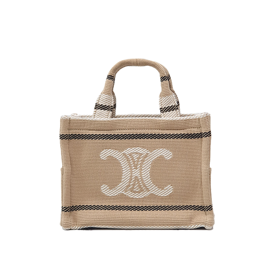 셀린느 여성 스몰 카바스 스트라이프 텍스타일 트리옹프 토트백 베이지 199162FV202BL