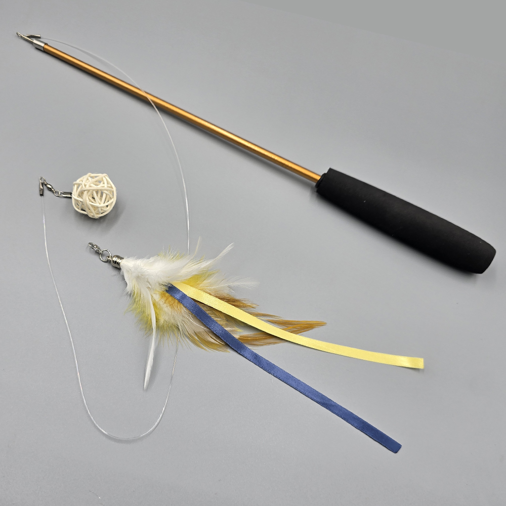 ABIBI'S GOMULSANG 수제 고양이 리필 장난감 천연 깃털 끈 등나무 공 깃털 이미지 4