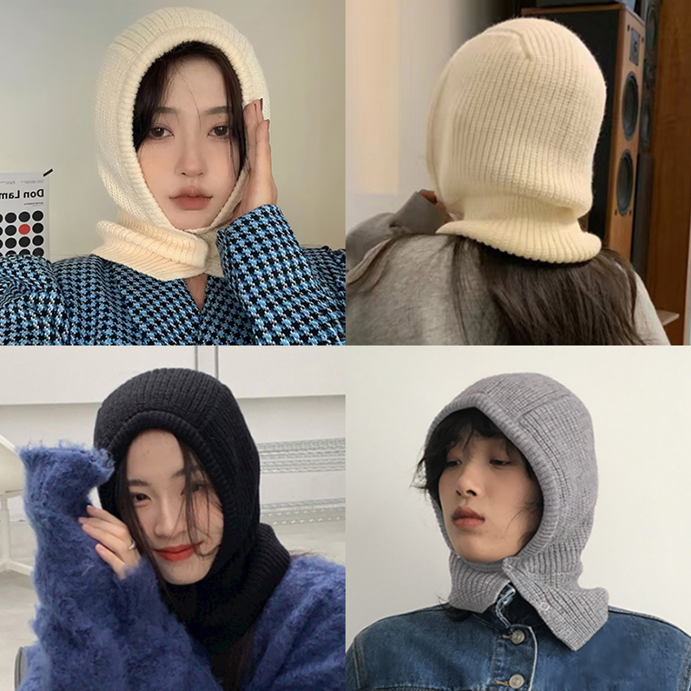 바라클라바 넥워머 후드 여성니트모자 여자겨울모자 방한 목토시 귀달이 귀매개 목도리 선물 - 상품 이미지