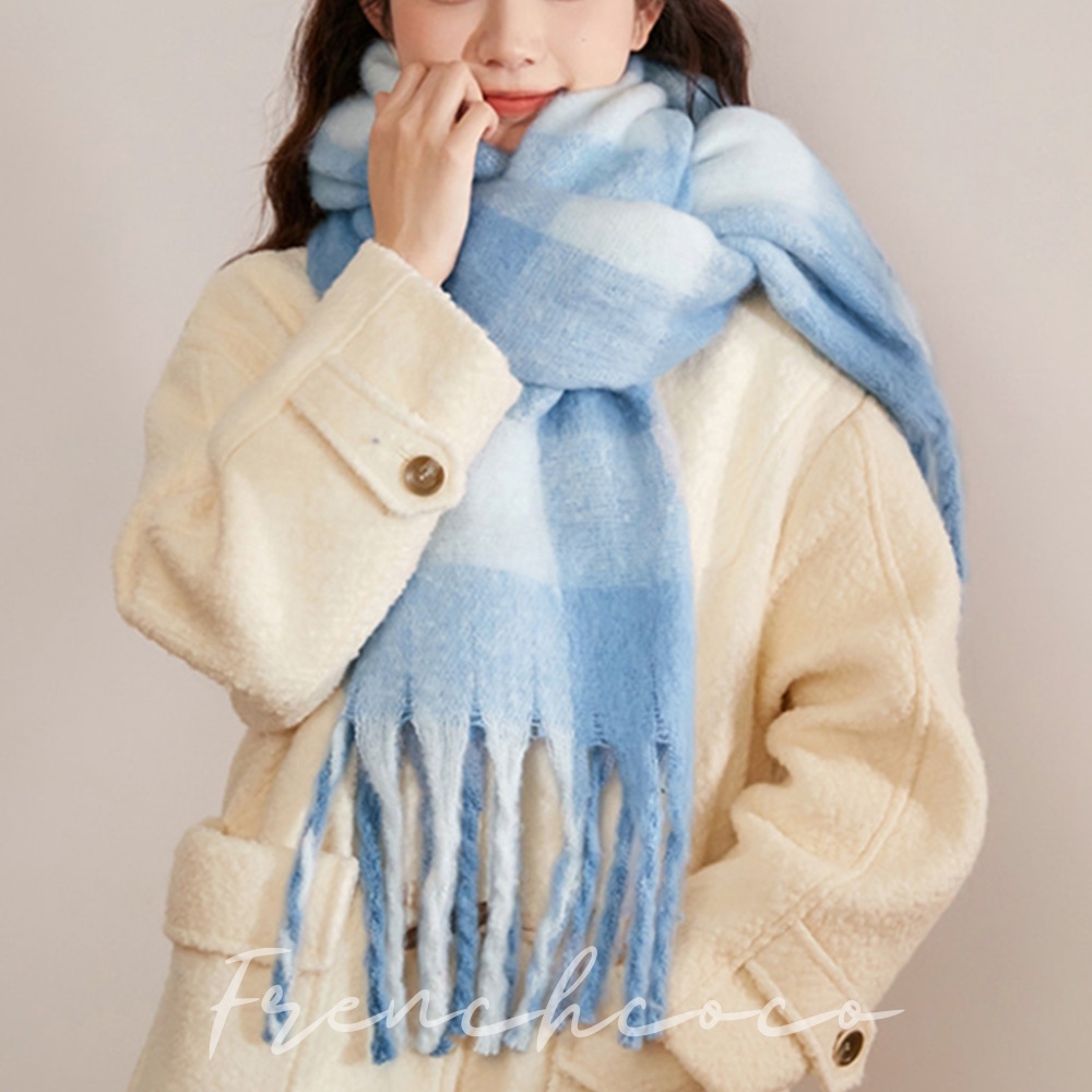 프렌치코코 모헤어 머플러 체크 무지 빅사이즈 목도리