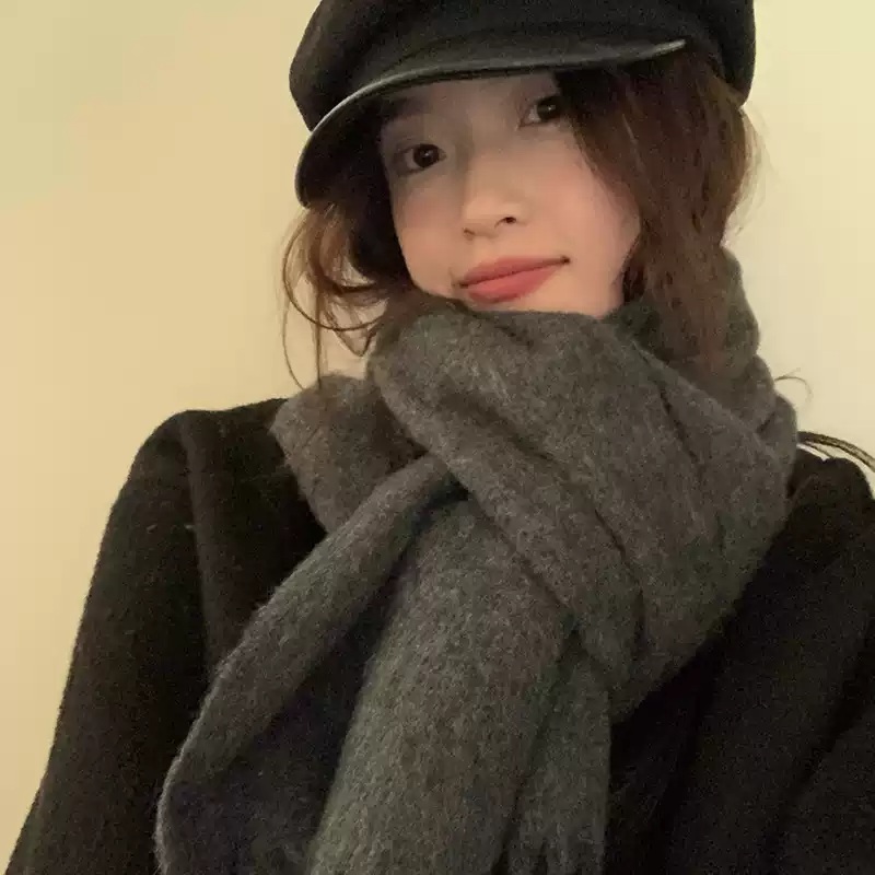 장다아 목도리 스카프 공항패션 단색 두꺼운 의상 옷 패션 - 상세 이미지 2