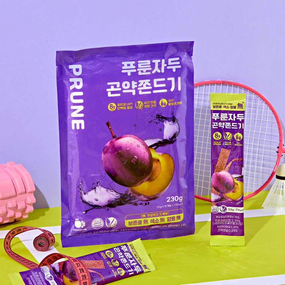 프루틴랩 푸룬 자두 곤약 쫀드기 5봉 50개 국산 우리밀 간식 옛날과자 - 상세 이미지 2