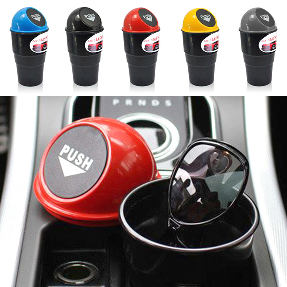 컴팩트 푸쉬 휴지통 다용도 차량용 실내 쓰레기통 소품 보관함