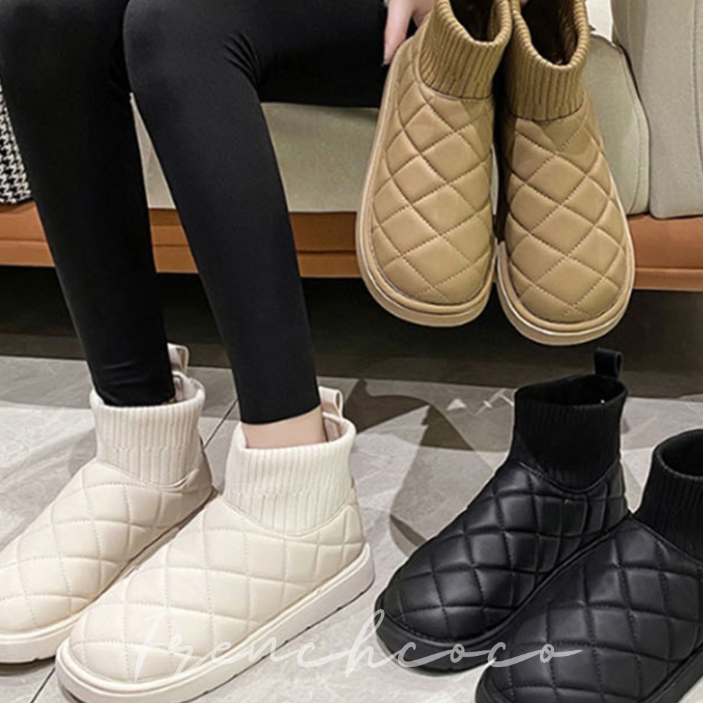 프렌치코코 겨울 데일리 운동화 퀄팅 방한 삭스부츠 털신발 - 상품 이미지