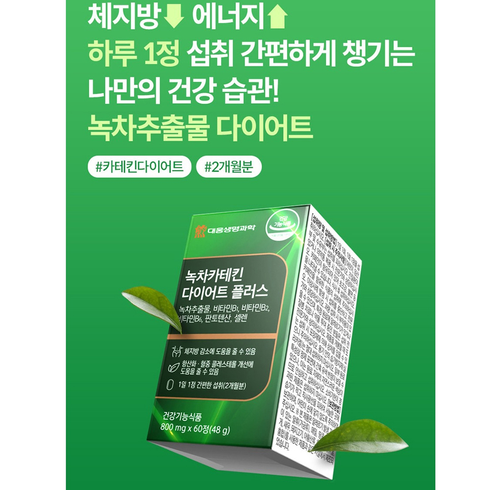 식물성 녹차카테킨 다이어트 플러스 2개월분 체지방감소 복부 내장지방 항산화 콜레스테롤 개선 - 상세 이미지 3