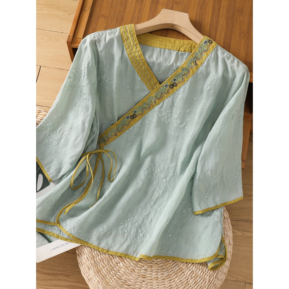 자수 린넨 개량한복 생활 엄마 저고리 절 사찰 복장 예쁜 디자인 3컬러 - 상품 이미지
