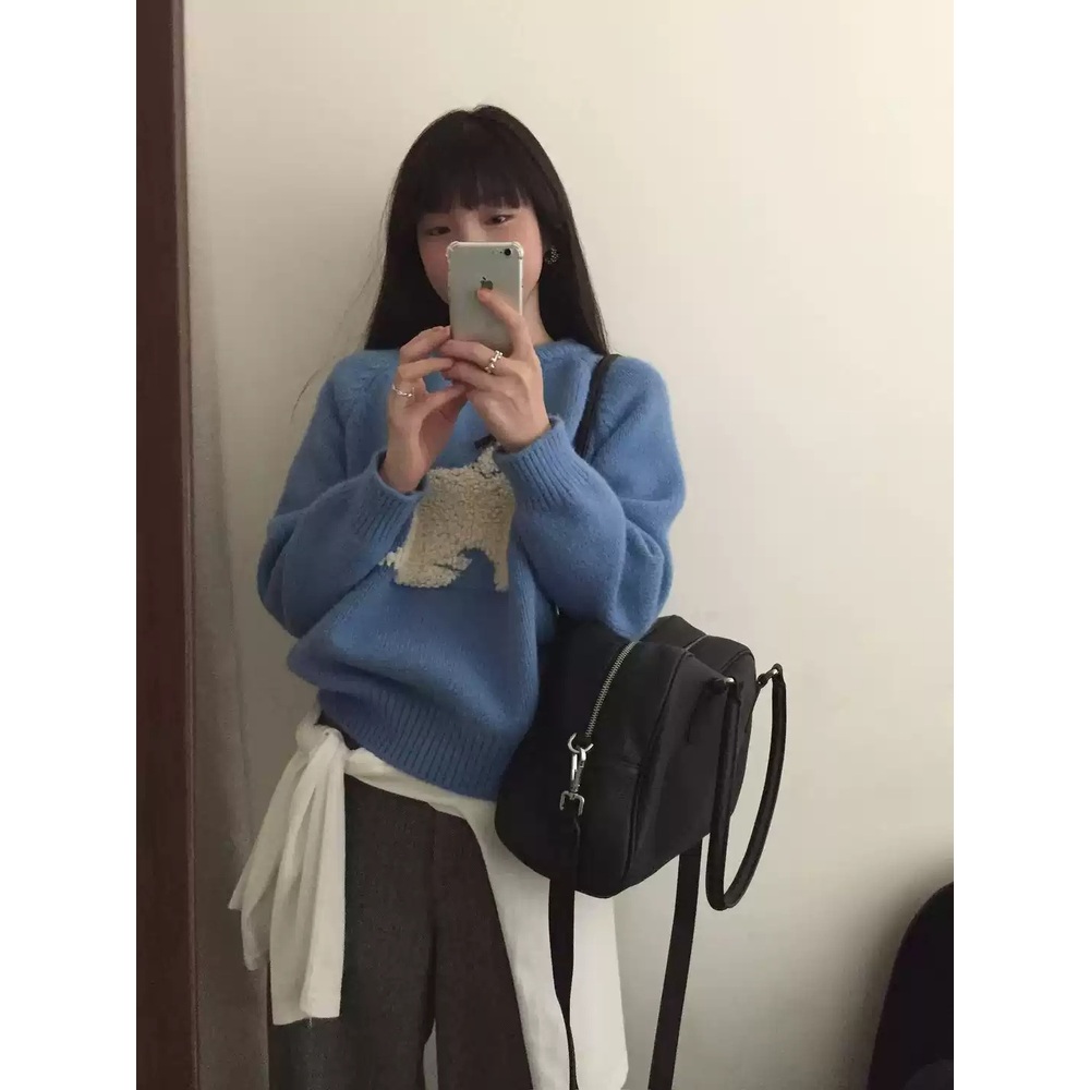 권은비 니트 스웨터 인스타그램 라운드넥 데일리 의상 옷 패션 - 상세 이미지 2