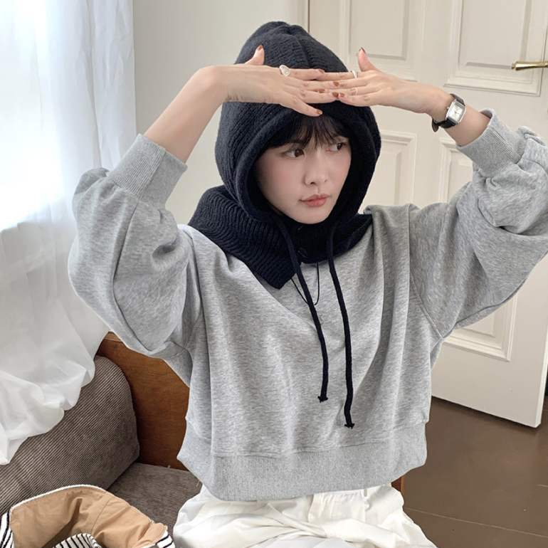 여성바라클라바 단추 니트후드모자 니트귀달이모자 목도리 방한 목토시 여자 겨울넥워머 후리스 이미지 6