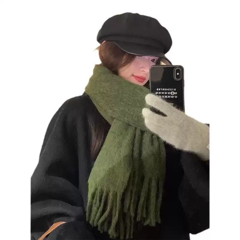 장다아 목도리 스카프 공항패션 단색 두꺼운 의상 옷 패션 - 상세 이미지 5