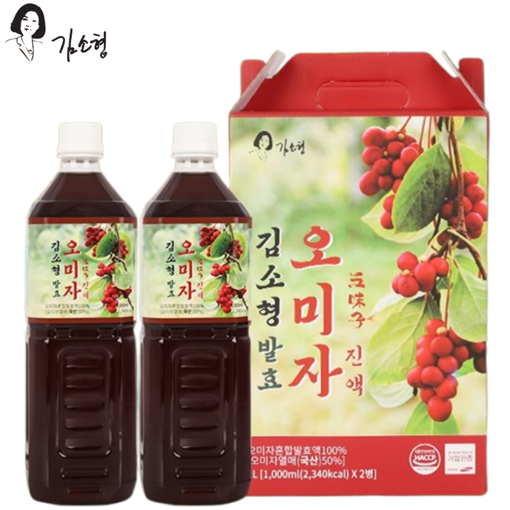 김소형 문경 발효 오미자 열매 진액 1L 2병 1박스 차 즙 액기스 추출액 음료 효능 - 상품 이미지