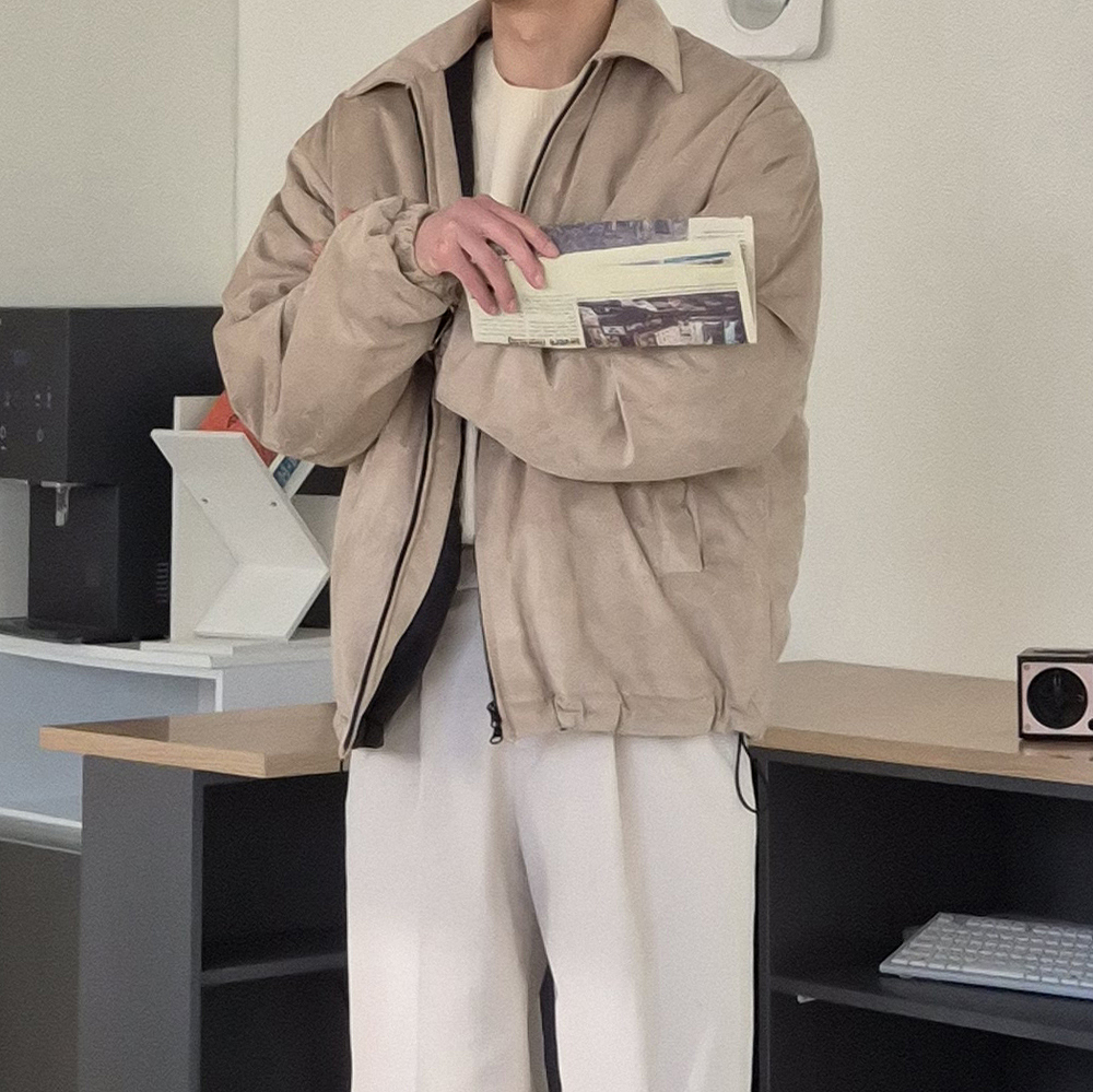 남자 스웨이드자켓 오버핏 웰론 패딩 점퍼 남자겨울자켓