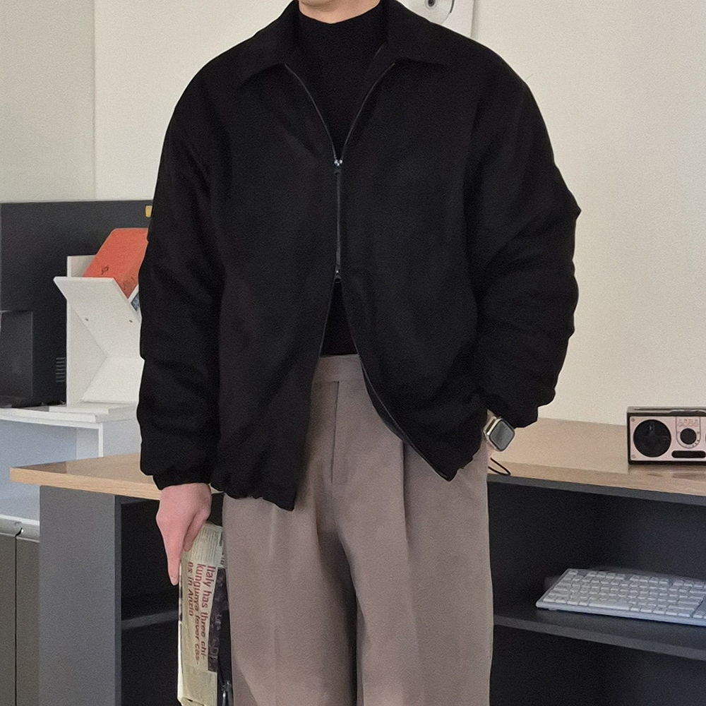 남자 스웨이드자켓 오버핏 웰론 패딩 점퍼 남자겨울자켓 - 상세 이미지 2